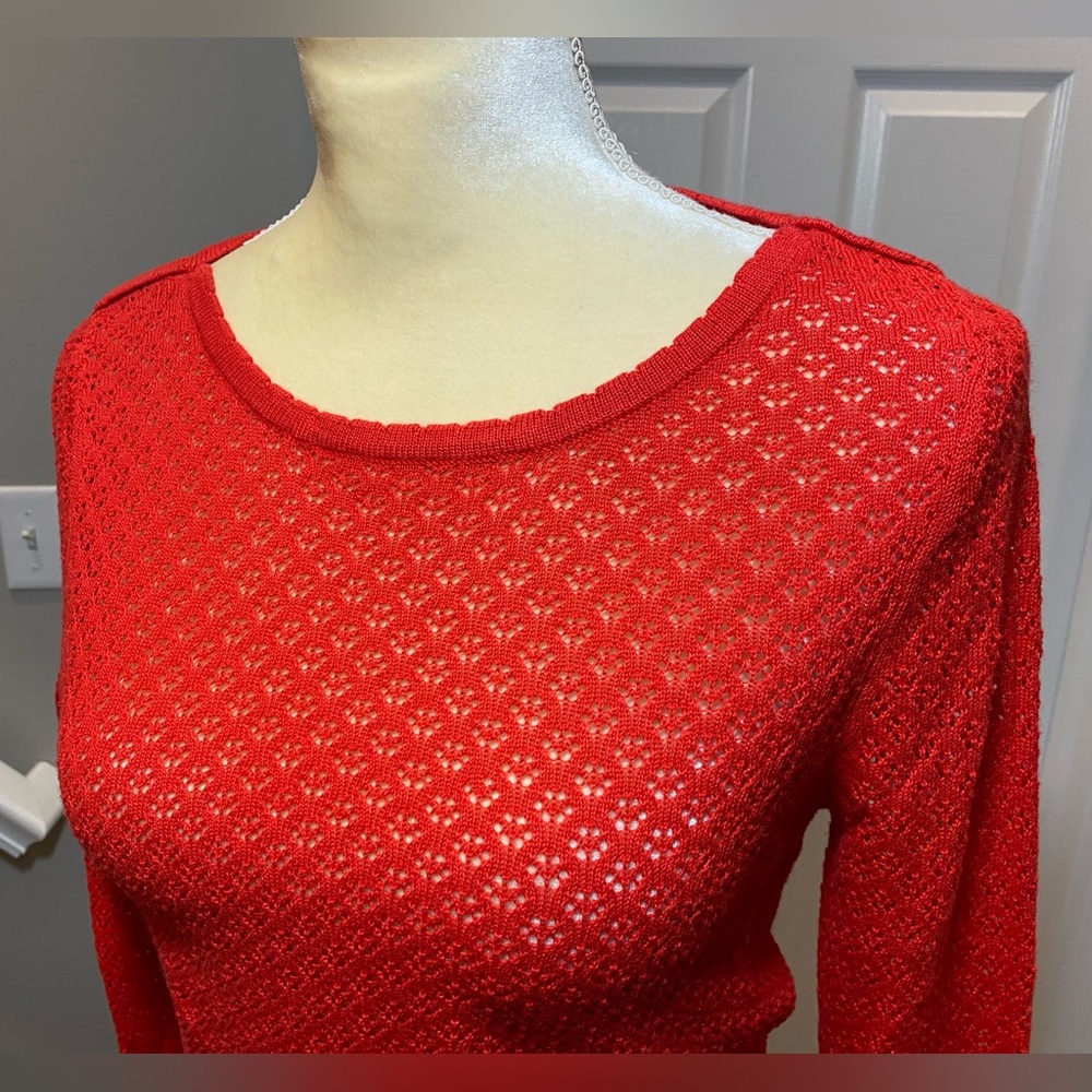 Anthropologie Modcloth Pointelle Taken Long Sleeve Top - Picture 3 of 8